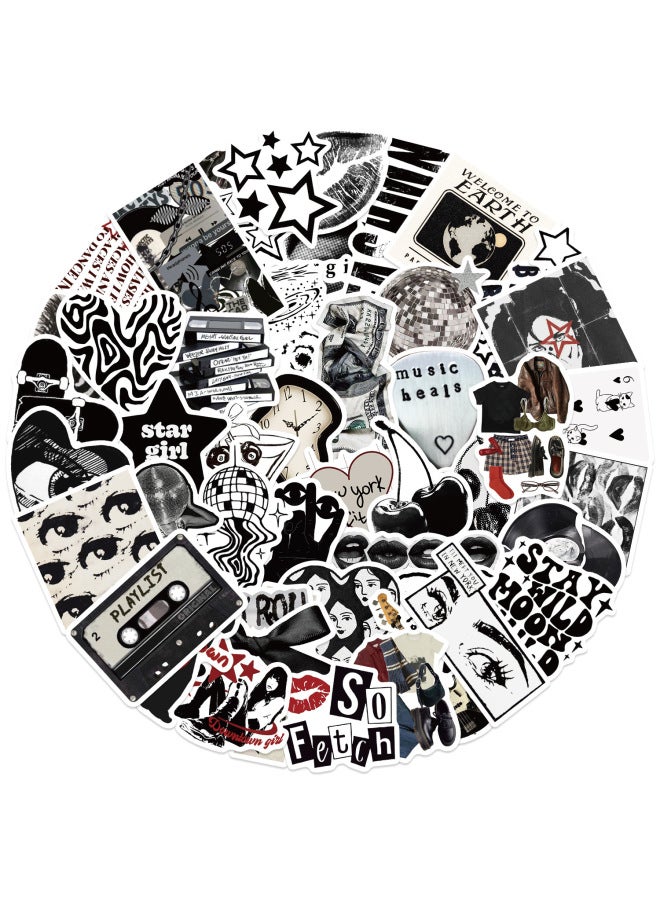 50 Y2k Black And White Hand Account Stickers Waterproof Cute Retro Diy Small Card Decorative Luggage Guitar Stickers