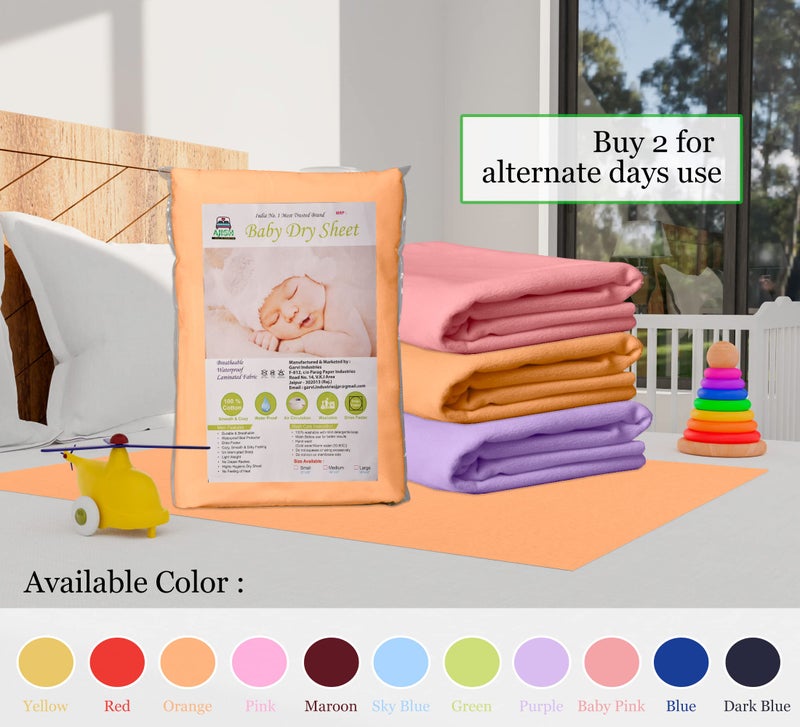 AJISH Baby Bed Protector Reusable, 100% Waterproof High Absorbent Faster Dry Sheet, Soft Cotton Fabric, Best for New Born Babies & Toddler Children, 70X100CM, Orange, Medium - Pack of 1 - Image 4