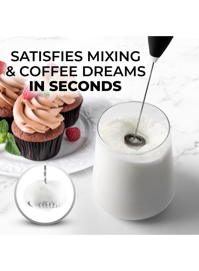 Zulay Kitchen Powerful Milk Frother Wand With 2 Duracell Batteries - Ultra Fast Handheld Drink Mixer - Electric Whisk Foam Maker for Coffee, Lattes, Cappuccino, Matcha, Hot Chocolate & Creamer - Black - Image 2