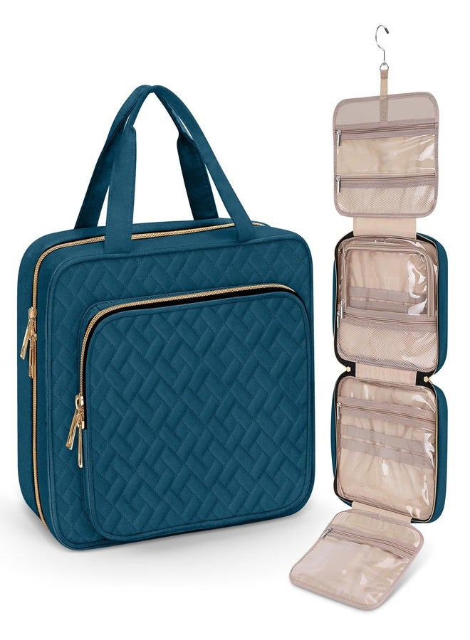 Wedama Toiletry Bag for Women, Large Cosmetic Travel Bag, Hanging Toiletry Bag for Bathroom, Thickened PVC Waterproof Makeup Bag, Toiletries Bag for Travel Business Trips and Camping, Dark Blue - Image 1