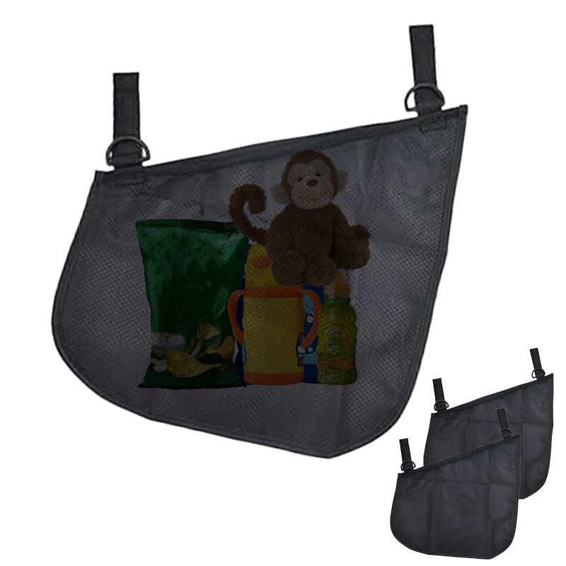 Dogxiong 2 Pack Universal Side Sling Stroller Mesh Cargo Net and Organizer, Extra Stroller Storage Space, Non-Slip and Adjustable Straps - Image 5