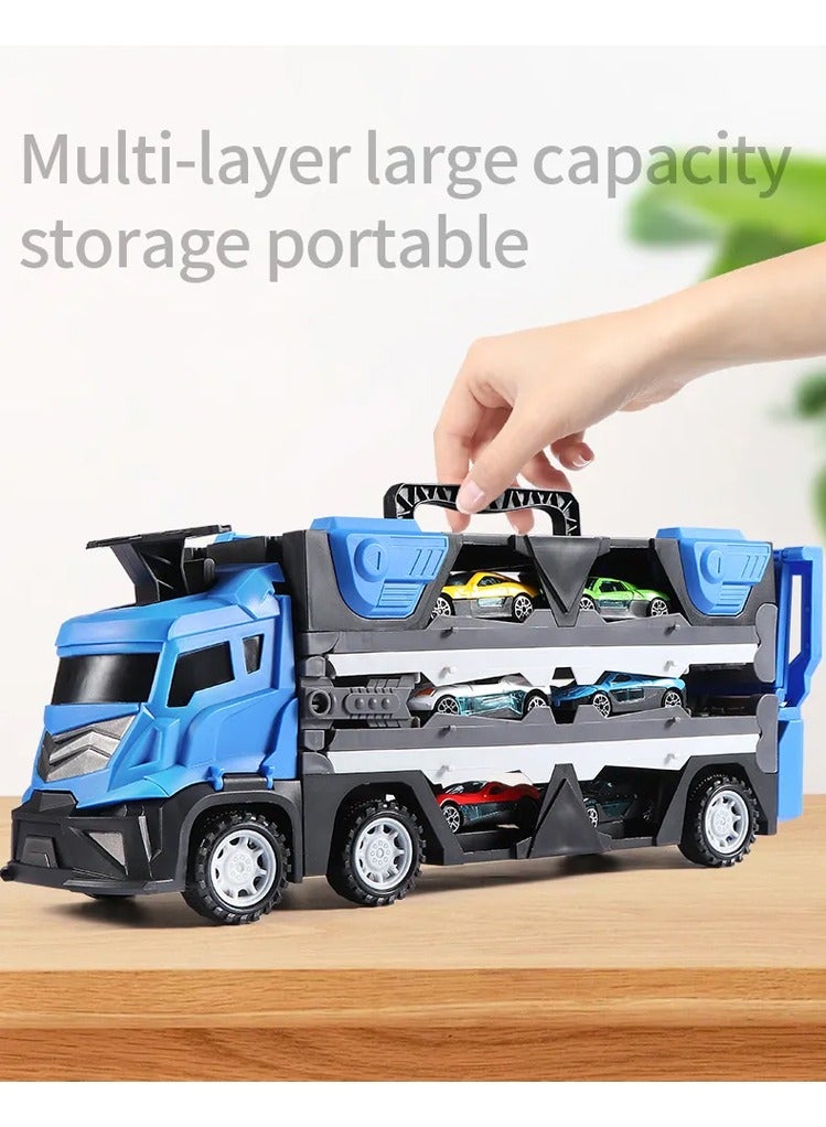 A car racing track in the form of a folding truck consisting of 6 small multicolored cars  - Image 2
