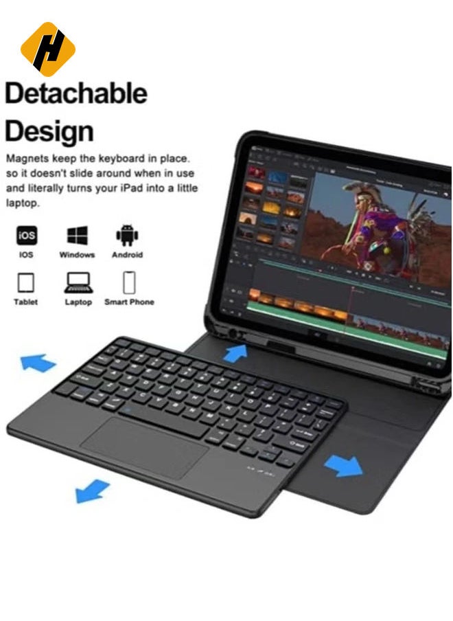 HuHa iPad 10th Generation Keyboard Case with Trackpad (10.9 inch 2022 Release), Wireless Detachable Rechargeable Multi-touch Keyboard, Smart Folio Protective Cover with Pencil Holder  - Image 5