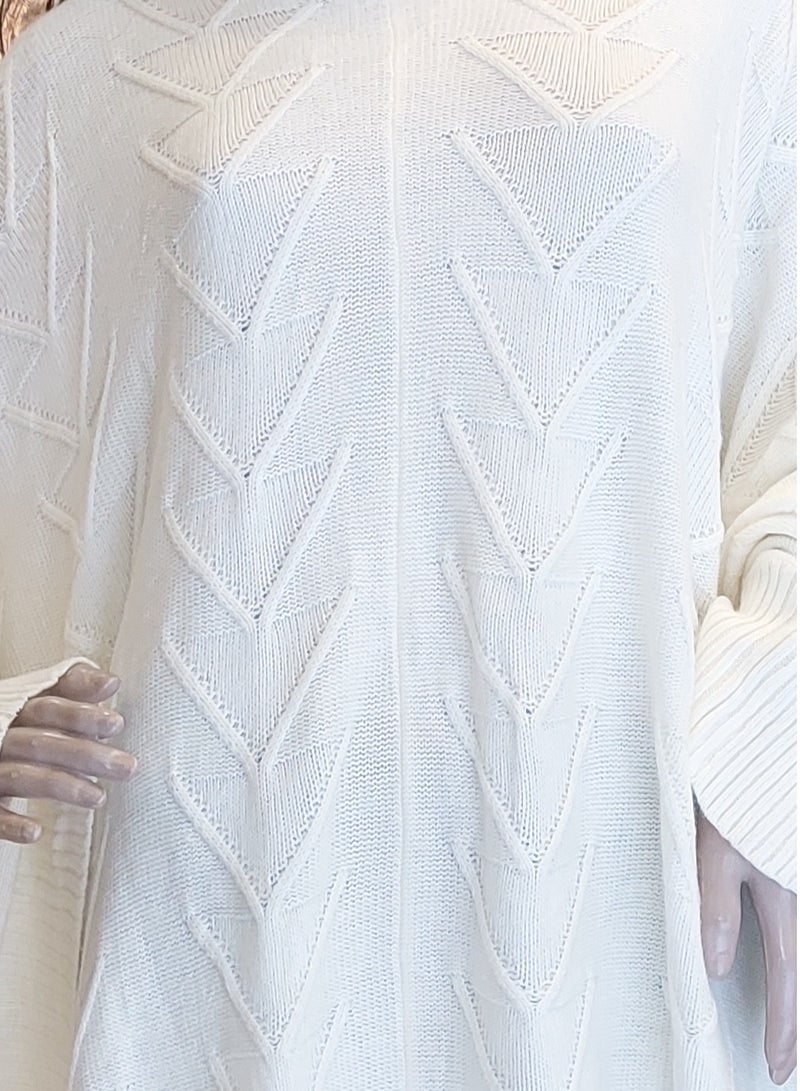 Women tricot knit high neck poncho offwhite  - Image 4
