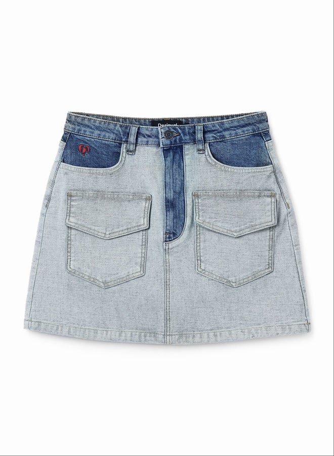 DESIGUAL تنورة قصيرة بجيوب من قماش الدنيم  - Image 4
