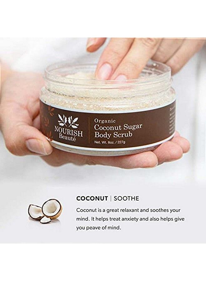 Nourish Beaute سكر عضوي مقشر للجسم للتقشير والسيلوليت يرطب ويغذي البشرة مع تحسين لون وملمس البشرة 8 أونصات جوز الهند - Image 4