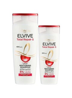 L'OREAL PARIS Elvive Total Repair 5 Shampoo 600ml + Shampoo 400ml For Normal to Dry Hair 