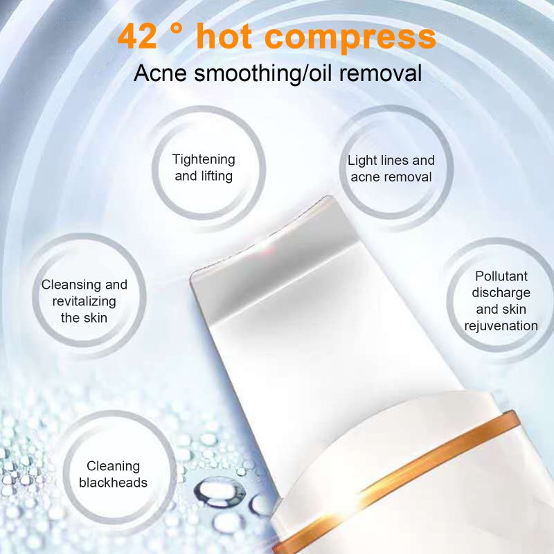 Ultrasonic Shovel Facial Skin Scrubber with Heating Pore Cleanser Face Cleansing Machine LED Digital Display USB Rechargeable for Blackhead Acne - Image 3