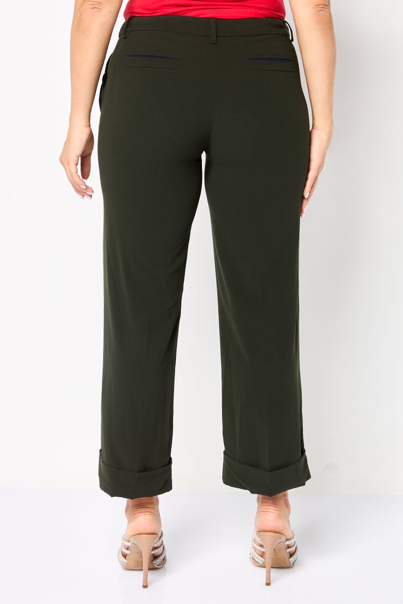 Harmont & Blaine Women Regular Fit Plain Capri Pant, Dark Green - Image 4