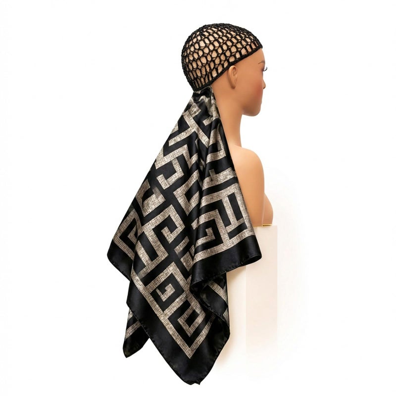 ROSEBONY Wrap Cap Hair Net with Scarf, Heatless Silk Press Hair Care, Shower Cap (color-11) - Image 2