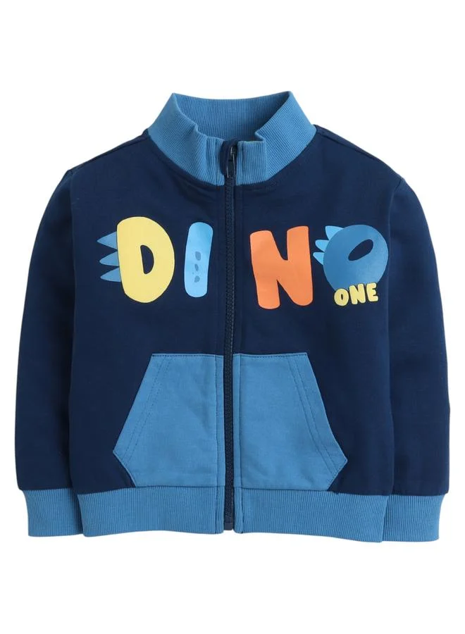 فكتور اند جين طقم 3 قطع من تيشيرت بطبعة ديناصور وجاكيت مع جوغر