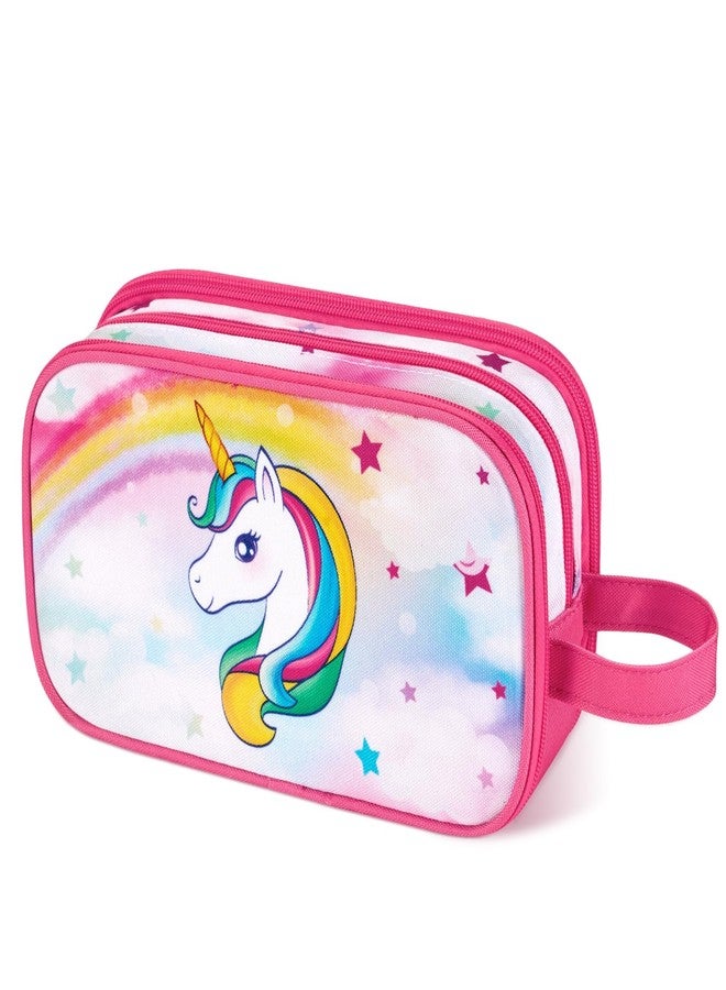 WAWSAM Toiletry Bag for Girls - Kids Toiletry Bag Christmas Birthday Gift Camping Travel Toiletry Case Toiletries Makeup Cosmetic Pouch Pink Water-resistant Wash Bag Dopp Kit with Mesh Pocket - Image 1