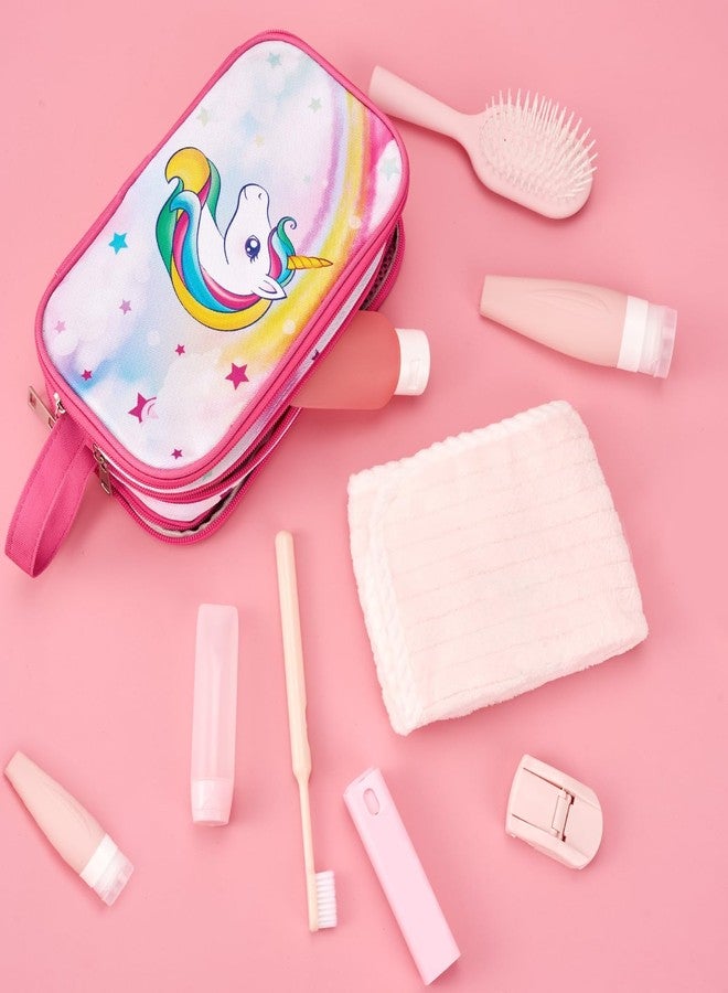 WAWSAM Toiletry Bag for Girls - Kids Toiletry Bag Christmas Birthday Gift Camping Travel Toiletry Case Toiletries Makeup Cosmetic Pouch Pink Water-resistant Wash Bag Dopp Kit with Mesh Pocket - Image 5