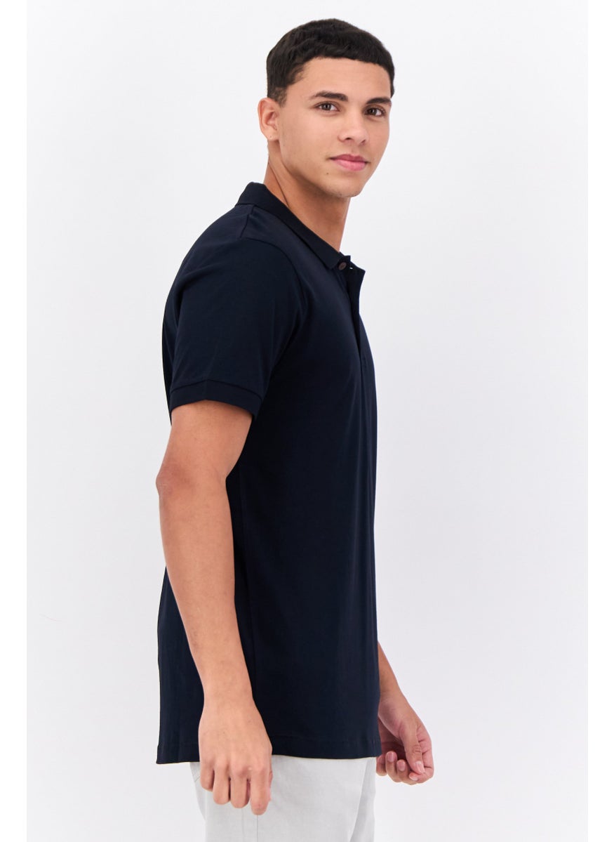 French Connection Men Regular Fit Brand Logo Short Sleeves Polo, Dark Navy  - Image 2