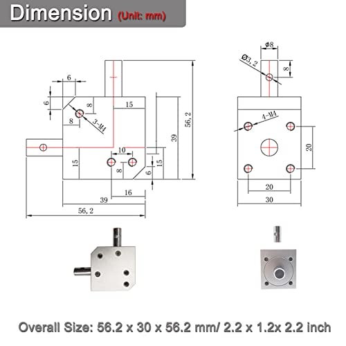 PGFUN 1:1 Right Angle Tapered Bevel Gearbox Mini 1 Module 20 Teeth 90° Angle Drive Steering Gear Device Simple Mechanical DIY Module with 8mm Shaft - Image 4