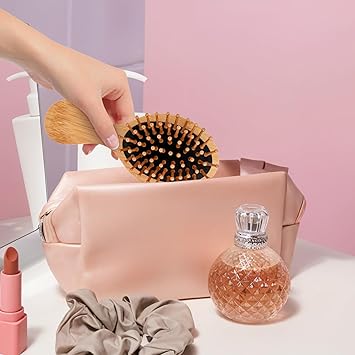 Styquenzer 2 PCS Travel Brushes for HairBamboo Brush Mini Hair Brush AntiStatic Bamboo Hair Brush Massage Scalp Detangling Brush Yellow Mini HairBrush Natural Wooden Pocket Travel Small Hair Brush for All Hair - Image 5