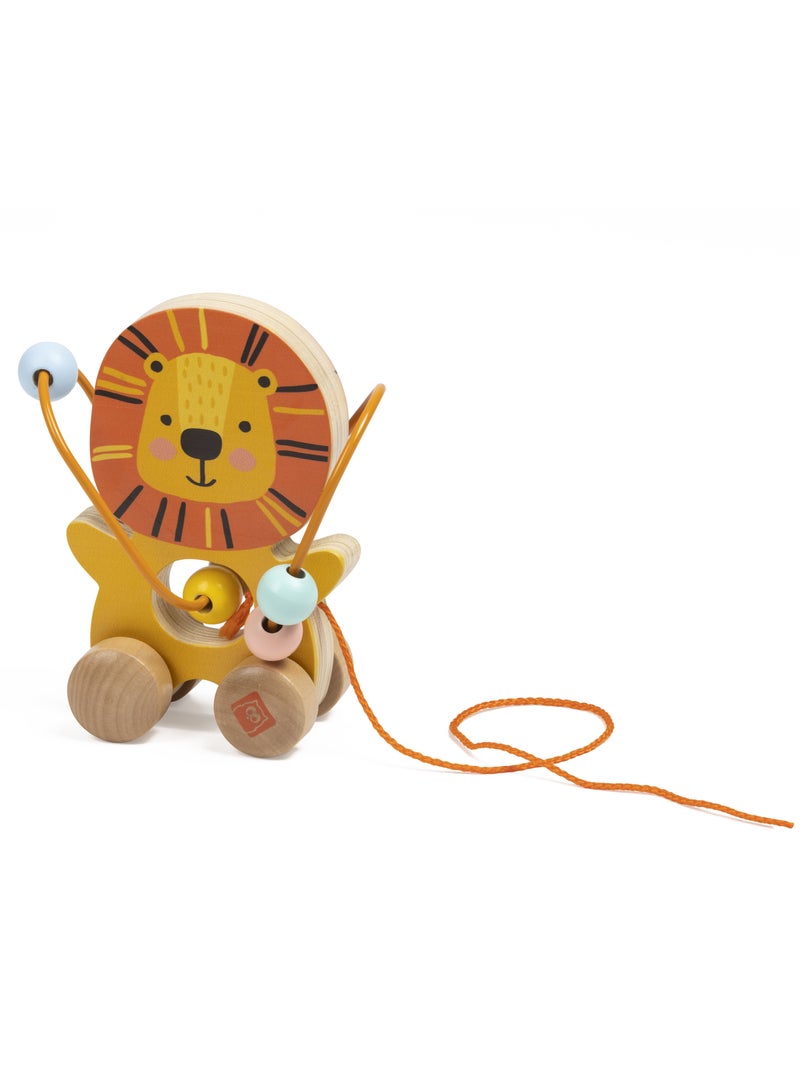 EUREKA KIDS Eurekakids Mini Looping Push & Pull Wooden Toy | Educational Toddler Toys| For Logiccal Thingking and Eye-Hand Coordination | Lion | For 12M+ - Image 1