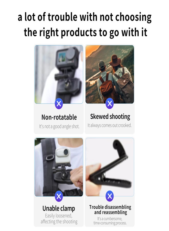 ستارت آر سي حامل كاميرا مغناطيسي للحقيبة الظهر، مزود بمشبك تثبيت سريع الفك، قابل للدوران 360 درجة، مع محول لكاميرات الرياضة ومحول 1/4 بوصة، متوافق مع كاميرات GoPro Max/12/11/10/9/8 وDJI Action 2/3/4 - Image 5