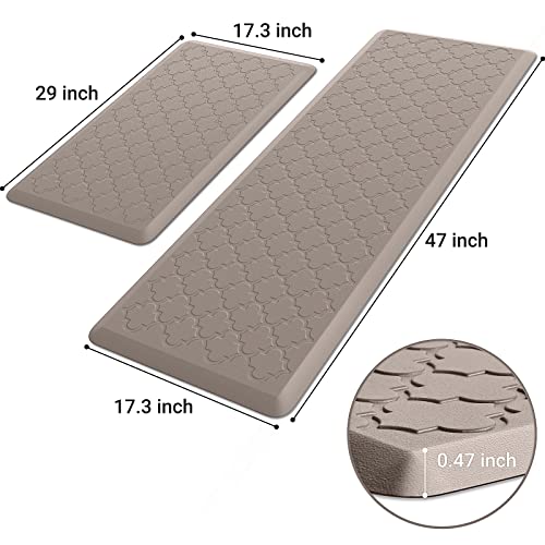 SoftDuo Kitchen Mat [2 PCS] Cushioned Anti-Fatigue Floor Mat Water Resistant Non-Skid Ergonomic Comfort Foam Rugs Standing Mat for Kitchen Floor Office Sink Laundry(Khaki) - Image 2
