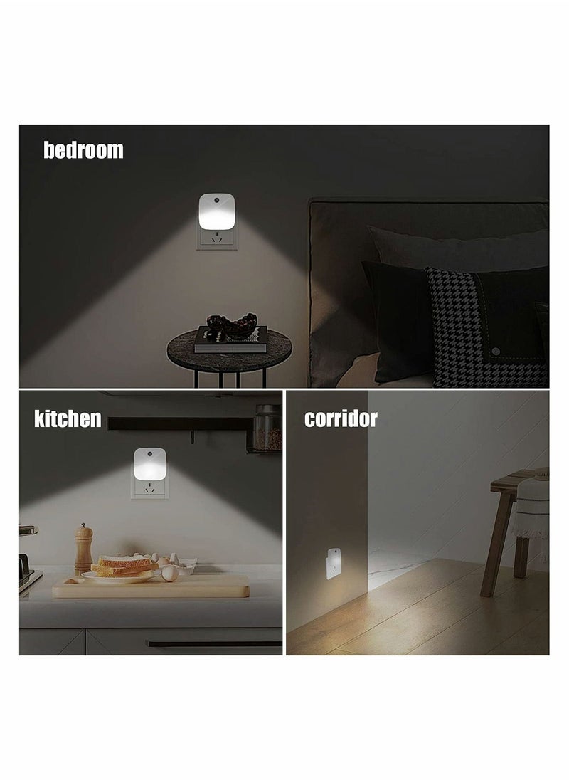 4 Pack Night Light Plug In Smart Light Automated On And Off Wall Light for Hallways Bedrooms Bathrooms Kitchens Stairs White Light Intelligent Induction Bedside Lamp Energy Saving Light Control - Image 3