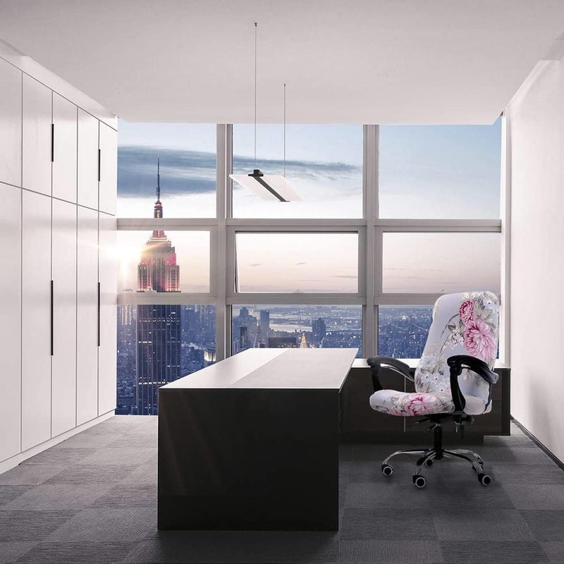 Deisy Dee Computer Office Chair Covers for Stretch Universal Rotating Chair Desk Chairs ONLY Chair Covers (Blue Flower 1, Medium) - Image 2