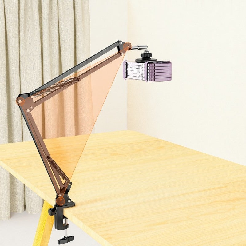 Magnetic Phone Mount Black Aluminum Alloy: 15N Strong Magnetic Force - Flexible 2-Section Boom Arm Magnetic Phone Stand for Desk Live Streaming, Video Recording, Home Office - Image 5