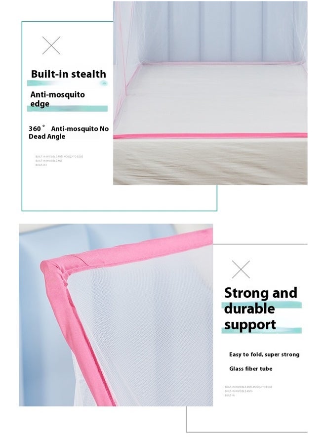 yongsheng Pop Up Dome Bed Canopy Mosquito Net Fabric White/Pink 1.9x0.8x0.8 m,Folding Mosquito Net Bed Canopy for Twin Single Full Queen Size Bed, Student Dormitory Summer Mosquito Net Portable Bed Canopy  - Image 4