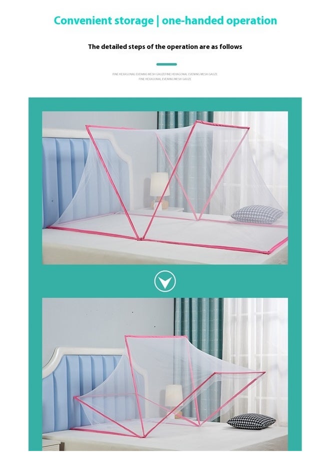 yongsheng Pop Up Dome Bed Canopy Mosquito Net Fabric White/Pink 1.9x0.8x0.8 m,Folding Mosquito Net Bed Canopy for Twin Single Full Queen Size Bed, Student Dormitory Summer Mosquito Net Portable Bed Canopy  - Image 5