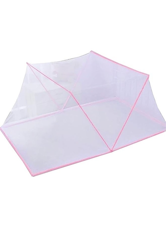 yongsheng Pop Up Dome Bed Canopy Mosquito Net Fabric White/Pink 1.9x0.8x0.8 m,Folding Mosquito Net Bed Canopy for Twin Single Full Queen Size Bed, Student Dormitory Summer Mosquito Net Portable Bed Canopy  - Image 1