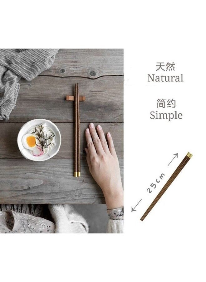 RIANZ Handmade Natural Wood Chopsticks 25cm Chinese Ebony Wenge Wood Sushi Japanese Korean Noodles Blessings Chopsticks (5 Pair) - Image 3