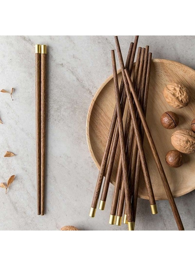 RIANZ Handmade Natural Wood Chopsticks 25cm Chinese Ebony Wenge Wood Sushi Japanese Korean Noodles Blessings Chopsticks (5 Pair) - Image 1