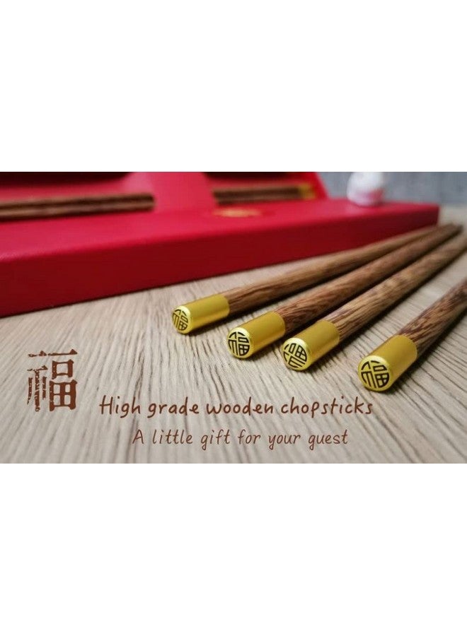 RIANZ Handmade Natural Wood Chopsticks 25cm Chinese Ebony Wenge Wood Sushi Japanese Korean Noodles Blessings Chopsticks (5 Pair) - Image 5