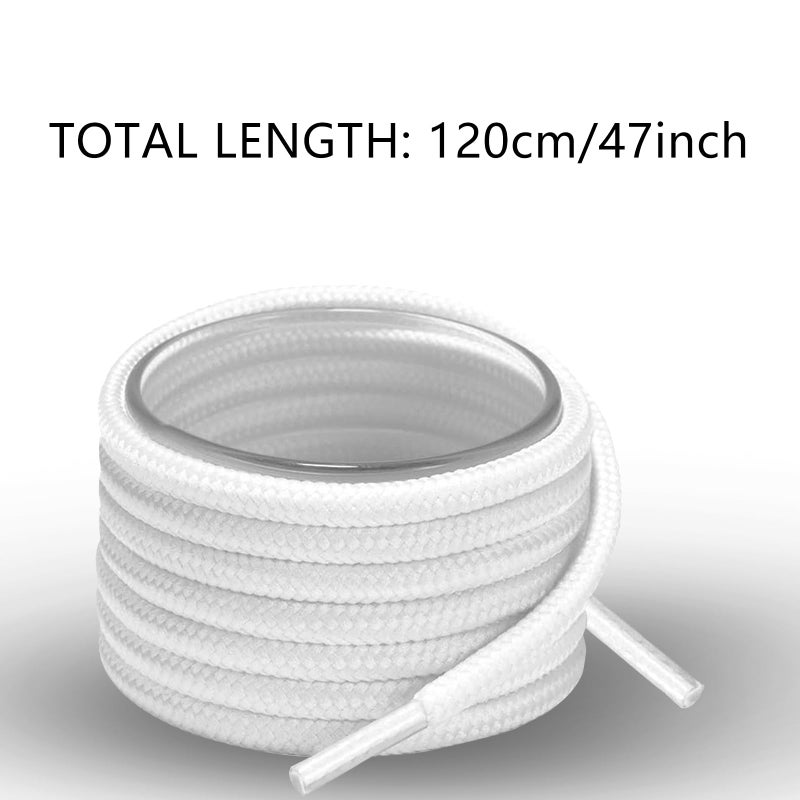 YOLCAR White Round Shoe Laces, Polyester with Reinforced Tips, Ideal for Various Footwear and Accessories, 120cm/47inch - Image 2