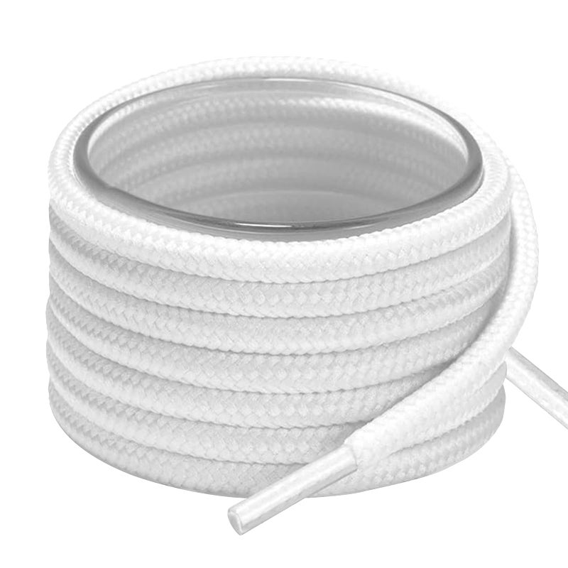 YOLCAR White Round Shoe Laces, Polyester with Reinforced Tips, Ideal for Various Footwear and Accessories, 120cm/47inch - Image 1