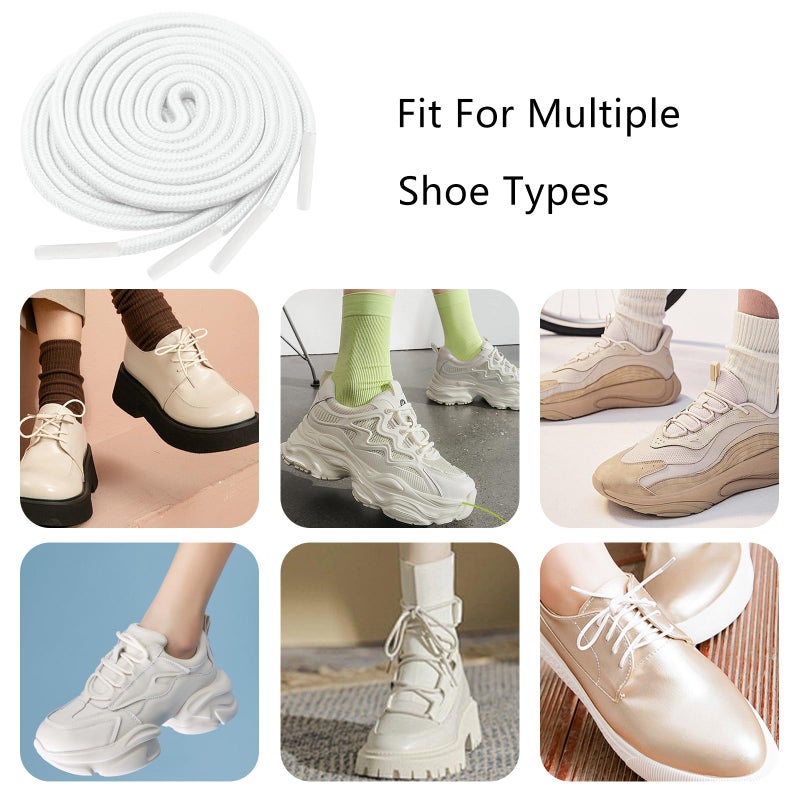 YOLCAR White Round Shoe Laces, Polyester with Reinforced Tips, Ideal for Various Footwear and Accessories, 120cm/47inch - Image 4