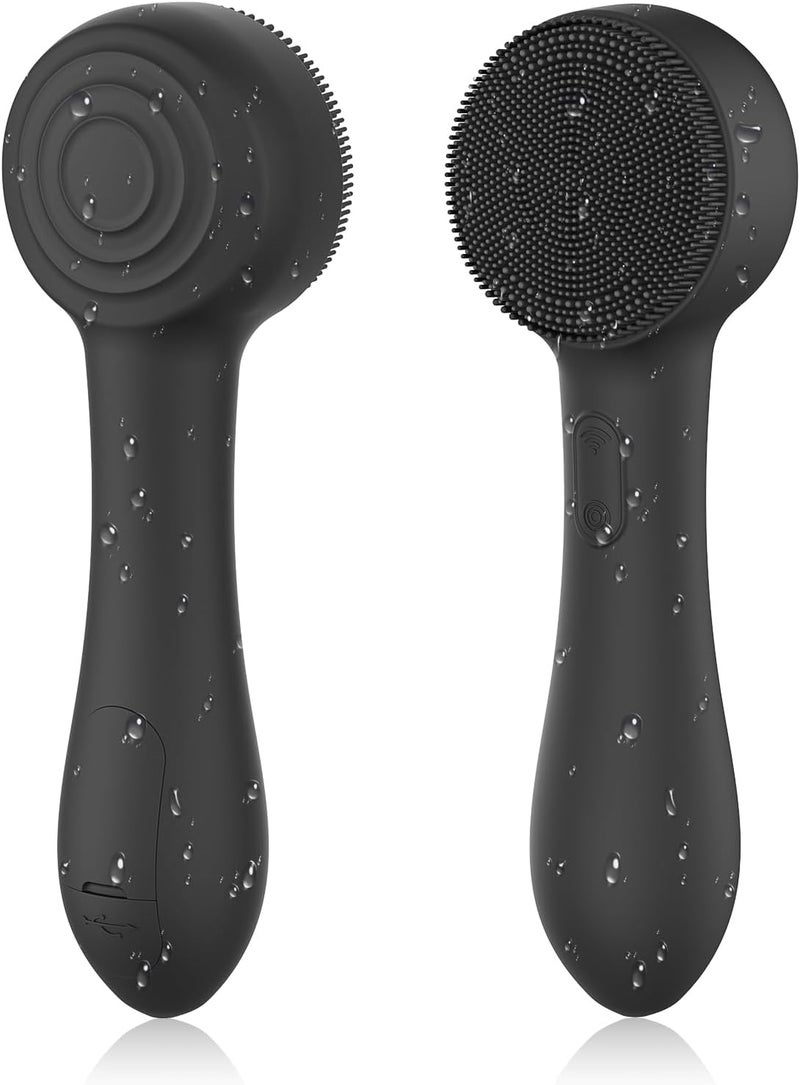 OUTIFUO Facial Cleansing Brush Silicone Face Scrubber Waterproof Rechargeable Exfoliator Massage Device for Men & Women, Deep Pore Cleansing, Exfoliating, Removing Blackhead Electric Face Scrub Brush (Black) - Image 1