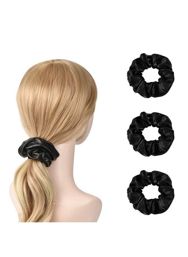 Aliza - Black 6 Piece Silk Scrunchies Silk Elastic Hair Band Set For Women Or Girls Hair Accessories (Satin Scrunchies) - Image 1