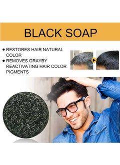 Jaysuing Black Soap Bar Shampoo Grey Coverage 50g,Cleaning Scalp, Dark And Dense Hair Care,Smoothing Hair, Has The Effect Of Restoring The Natural Color Of Hair And Reactivating Hair Pigments  - Image 2