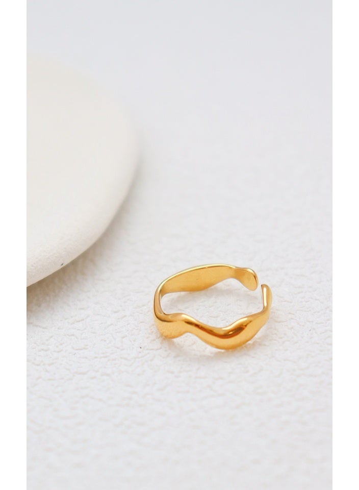 18K قابل للتعديل حسب الحجم مطلي بالذهب الفولاذ المقاوم للصدأ والسبيكة التيتانيوم للنساء - خاتم وعد / خطوبة / زفاف ، تصميم مزدوج الشكل المثلث القديم ومضلع ، يناسب الراحة ، يشمل علبة هدية - Image 3