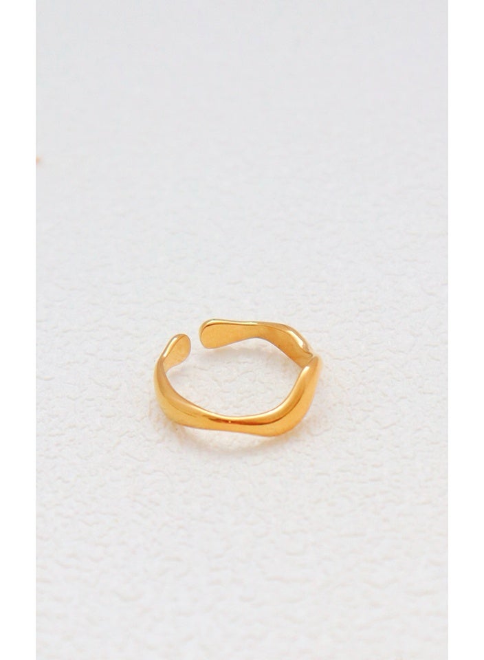 18K قابل للتعديل حسب الحجم مطلي بالذهب الفولاذ المقاوم للصدأ والسبيكة التيتانيوم للنساء - خاتم وعد / خطوبة / زفاف ، تصميم مزدوج الشكل المثلث القديم ومضلع ، يناسب الراحة ، يشمل علبة هدية - Image 2