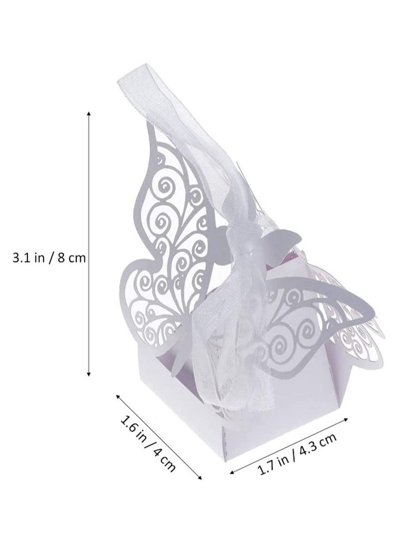 SYOSI 20 Pcs Hollowing Cut Wedding Favors Candy Boxes Butterfly Shower Gift Box DIY Gifts Box with Ribbons for Wedding Bridal Birthday Shower Party Decoration - Image 3