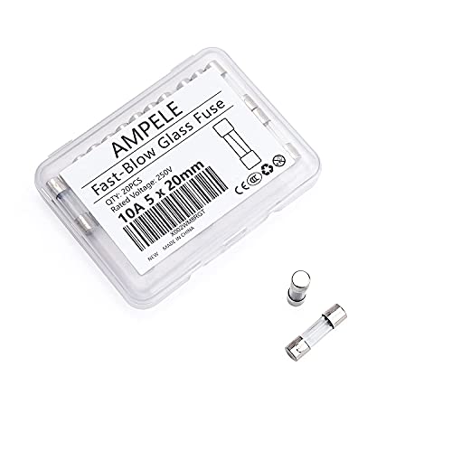 AMPELE (Pack of 20) 10A Fast-Blow Fuse 10Amp 250V Glass Fuses 0.2 x 0.78 inch/5 x 20 mm (10Amp)(F10AL) - Image 1