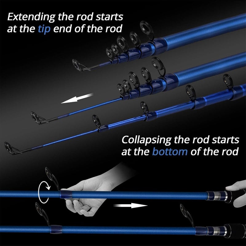 Kastking Compass Telescopic Fishing Rods and Combo, Sensitive Graphite Composite Blank, Easy to Travel, Packs to Just 17" in Length, Stainless Guides and Ceramic Rings, Combos w/ 4+1BB Spinning Reel - Image 5