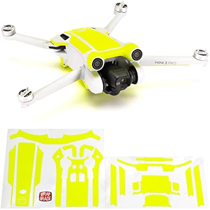 SKIN STICKERS COMPATIBLE WITH DJI MINI 3 PRO | ACCENT COLOR (NEON YELLOW) - Image 1