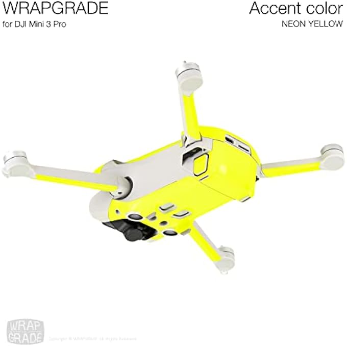 SKIN STICKERS COMPATIBLE WITH DJI MINI 3 PRO | ACCENT COLOR (NEON YELLOW) - Image 3