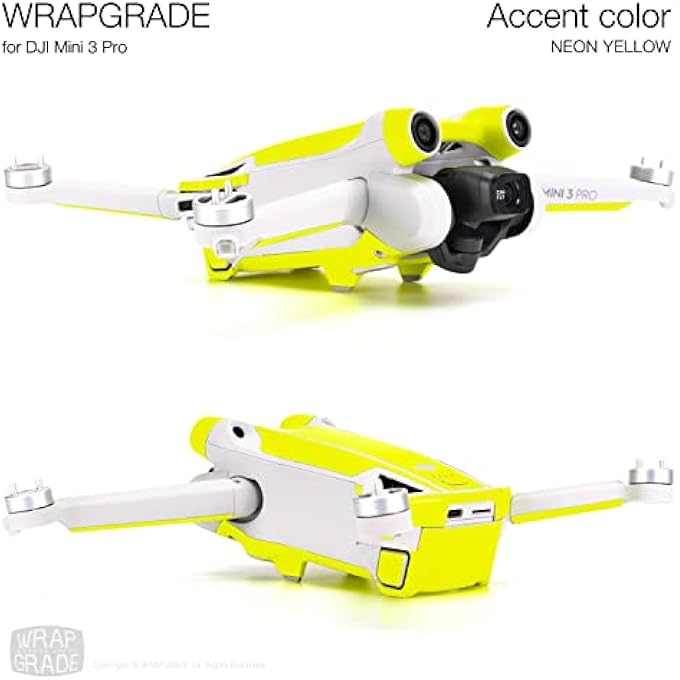 SKIN STICKERS COMPATIBLE WITH DJI MINI 3 PRO | ACCENT COLOR (NEON YELLOW) - Image 4