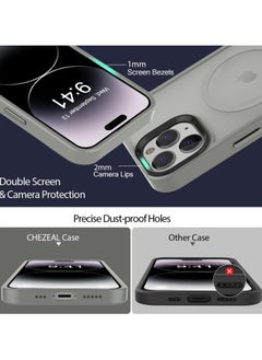 Generic Magnetic Case For iPhone 14 Pro Max Case Compatible with MagSafe Military Grade Protection Shockproof Translucent Matte Case Anti Scratch Shockproof Phone Case (Titanium)  - Image 3