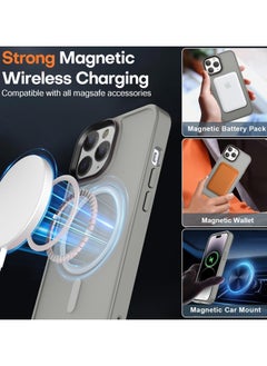 Generic Magnetic Case For iPhone 14 Pro Max Case Compatible with MagSafe Military Grade Protection Shockproof Translucent Matte Case Anti Scratch Shockproof Phone Case (Titanium)  - Image 5