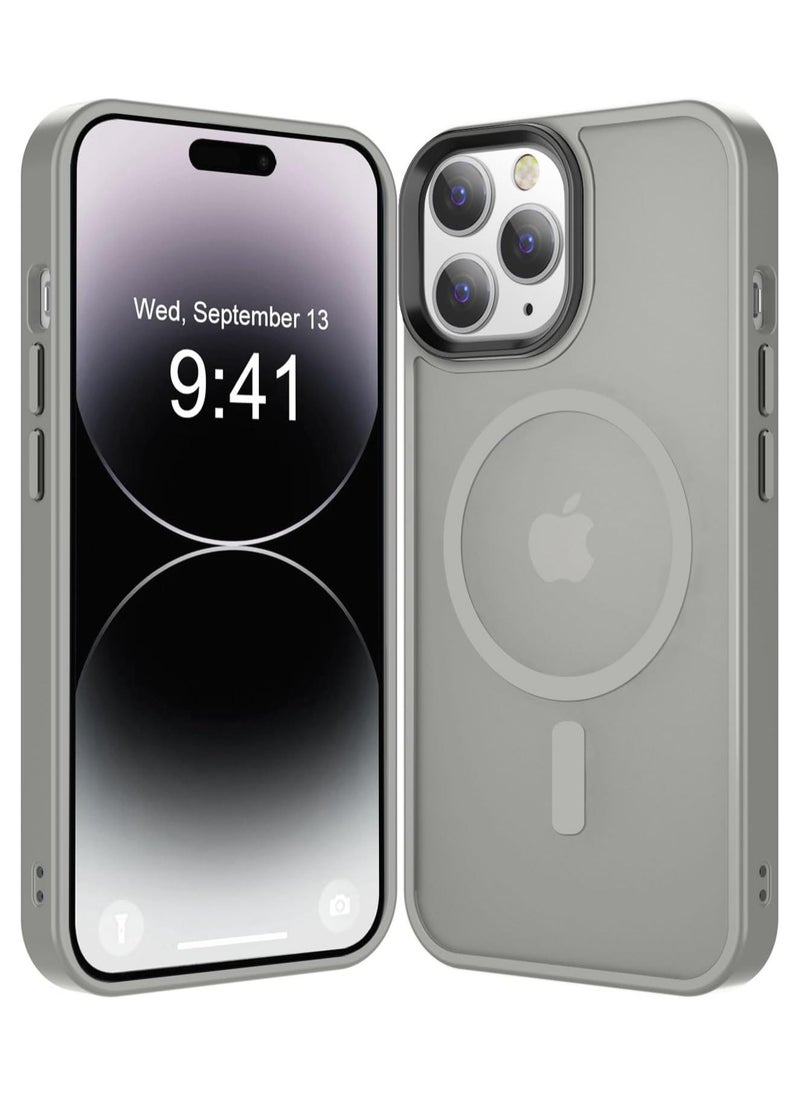Generic Magnetic Case For iPhone 14 Pro Max Case Compatible with MagSafe Military Grade Protection Shockproof Translucent Matte Case Anti Scratch Shockproof Phone Case (Titanium)  - Image 2