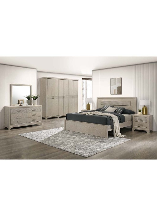 DANUBE HOME Ryan King Size Bed Frame 180X200 King Bed Solidwood Sturdy Modern Design Wooden Double Bed Furniture Comfortable Bed For Bedroom - Antique Grey Ash Veneer  - Image 1